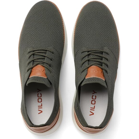⚡VILOCY Men's Army Green Fashion Business Comfortable Breathable Dress Sneaker - Picture 7 of 7